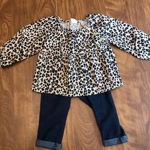 Leopard print shirt and jean jeggings